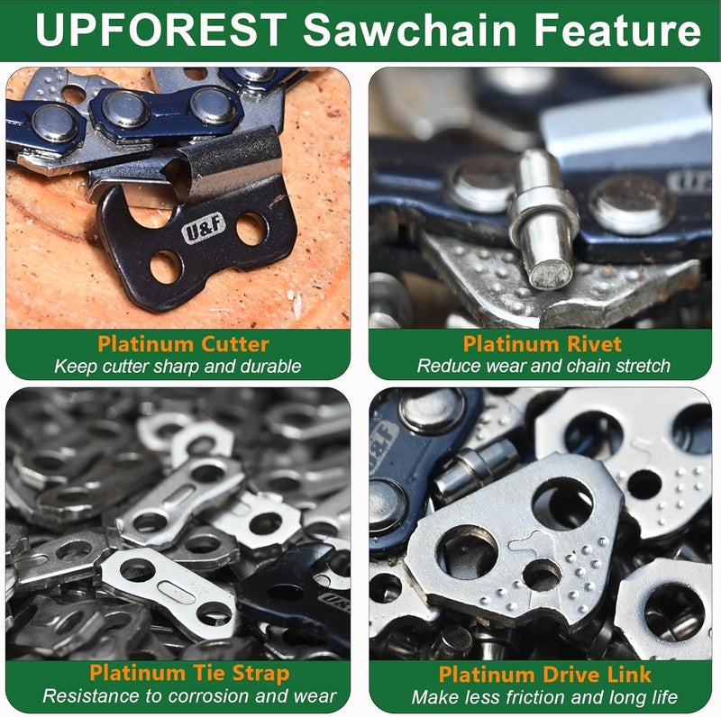 UPFOREST 8 Inch Pole Saw Chain for Dewalt DCPS620B DCPS620M1 Chainsaw, 8" Replacement Sawchain for Dewalt DCCS623B DCCS623L1 Chain Saw 3PCs(90MOPX34) - Image 4